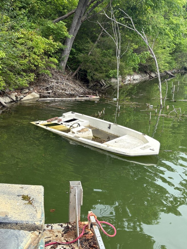 Half sunk boat in Austin springs
